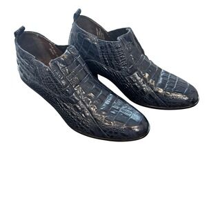 Stacy Adams Mens Navy Blue Croc Embossed Leather Ankle Boots 21112-400 8.5M